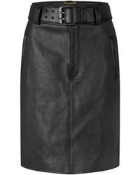 Saint Laurent - Solid Color Midi Skirt - Lyst