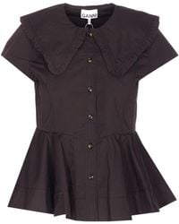 Ganni - Short Ruffle Shirt - Lyst