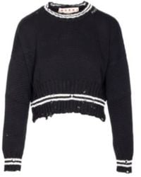 Marni - Distressed Crewneck Knitted Jumper - Lyst