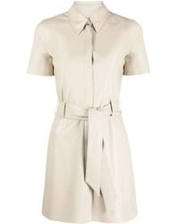 Nanushka - Faux-Leather Belted Shirt Dress - Lyst