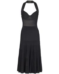 Balmain - Halterneck Pleated Knit Midi Dress - Lyst