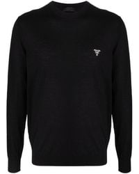 Prada - Logo Embroidered Crewneck Jumper - Lyst