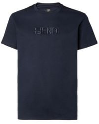 Fendi - Logo Embroidered Crewneck T-Shirt - Lyst