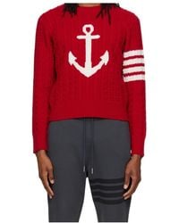 Thom Browne - Anchor Intarsia Cable-Knit Jumper - Lyst