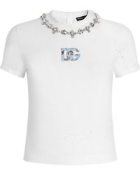 Dolce & Gabbana - Floral-Detail Crew Neck T-Shirt - Lyst