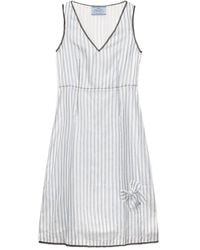Prada - Bow-Detail Stripe Mini Dress - Lyst