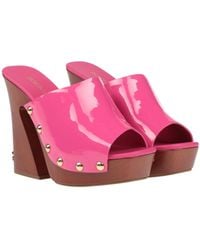 Dolce & Gabbana - Round Toe Patent Leather Platform Sandals - Lyst