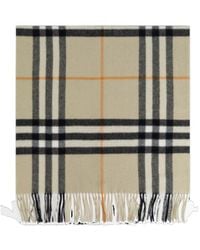 Burberry - Check Printed Fringed Scarf - Lyst