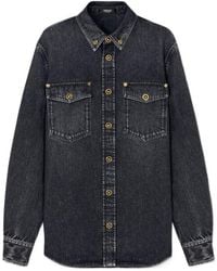 Versace - Button-Up Denim Shirt - Lyst
