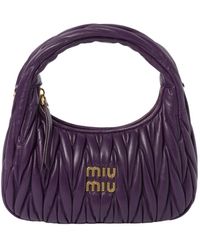 Miu Miu - Wander Matelassé Nappa Leather Hobo Mini-Bag - Lyst