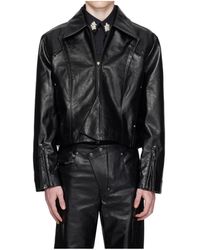 Kiko Kostadinov Murad Zip-up Leather Jacket in Black for Men