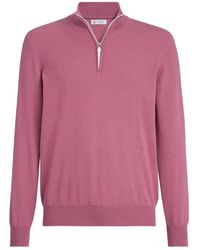 Brunello Cucinelli - Half Zip Knitted Sweater - Lyst