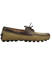 Tod's - Bubble Gommino Canvas And Leather Loafers - Lyst