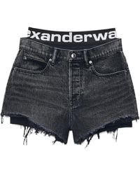 Alexander Wang - Logo Waist Denim Shorts - Lyst