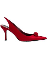 Magda Butrym - Floral-Appliqué Satin Slingback High-Heeled Sandals - Lyst