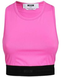 MSGM - Elastic-Waistband Cropped Tank Top - Lyst