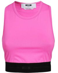 MSGM - Elastic-Waistband Cropped Tank Top - Lyst