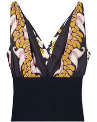 Tory Burch - Floral-Print V-Neck Tank Top - Lyst