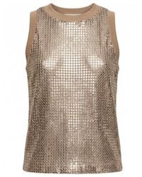 Peserico - Embellished Crewneck Sleeveless Top - Lyst