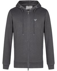 Emporio Armani - Logo Hooded Casual Coat - Lyst