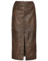 ROTATE BIRGER CHRISTENSEN - Front-Slit Leather Pencil Skirt - Lyst