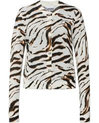 Ganni - Animal Motif Knitted Cardigan - Lyst