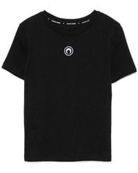 Marine Serre - Crescent Moon Embroidered Crewneck T-Shirt - Lyst