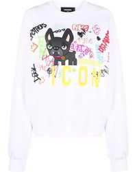 DSquared² - Graffiti-Print Cotton Jumper - Lyst