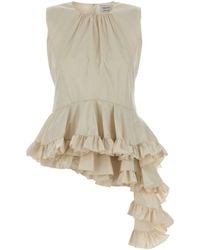 McQueen - Ivory Poplin Top - Lyst