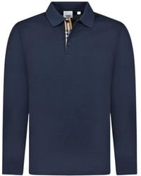 Burberry - Hidden Plaid Long-Sleeve Polo Shirt - Lyst