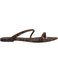 Saint Laurent - Leopard Print Woven Flat Sandals - Lyst