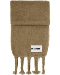 Jil Sander - Logo Patch Fringed Scarf - Lyst
