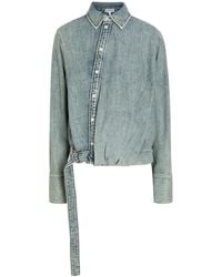 Loewe - Draped Belted Denim Shirt - Lyst