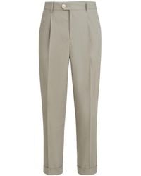 Brunello Cucinelli - Cotton Crêpe Batavia Trousers With Pleat - Lyst