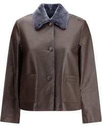 Marni - Shearling Collar Leather Jacket - Lyst