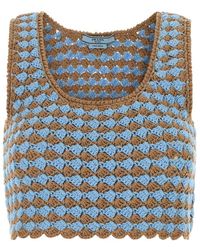 Prada - Tow-Tone Crochet Crop Top - Lyst