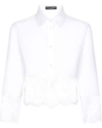 Dolce & Gabbana - Lace Detailed Cropped Poplin Shirt - Lyst