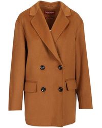 Max Mara - Caban In Wool And Silk Coats Brown - Lyst