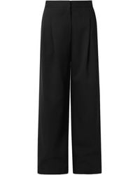 Carolina Herrera - Pleated Wool Blend Wide-Leg Casual Pants - Lyst