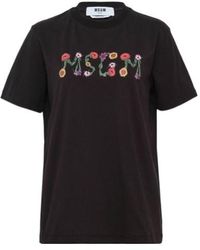 MSGM - Logo Printed Crewneck T-Shirt - Lyst