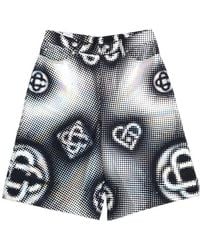 CASABLANCA - Pearlescent Monogram Denim Shorts - Lyst