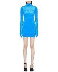 Vetements - High-Neck Gloves Mini Velvet Dress - Lyst