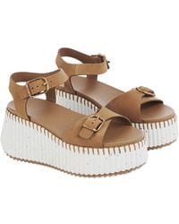 Chloé - Chloé Nama Wedge Sandals - Lyst