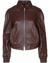 Celine - Long Sleeve Leather Jacket - Lyst