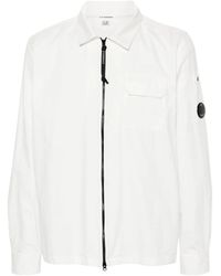 C.P. Company - Logo Plaque Gabardine Overshirt - Lyst