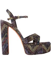 Missoni - Angela Sequin-Embellished Striped Woven Platform Sandals - Lyst