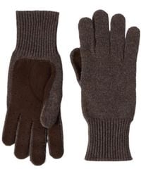 Brunello Cucinelli - Cashmere Knit Gloves With Suede Palm - Lyst