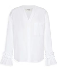 Max Mara - Ruffled-Cuff V-Neck Shirt - Lyst