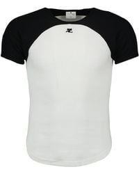 Courreges - Courrèges Circle Contrast Raglan-Sleeve Crewneck T-Shirt - Lyst