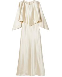 Adam Lippes - Cape Overlay Long Sleeve Satin Dress - Lyst